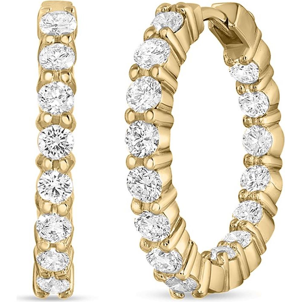 Roberto Coin - 18K Yellow Gold Small Inside Outside The Perfect Diamond Hoop&reg; Earrings