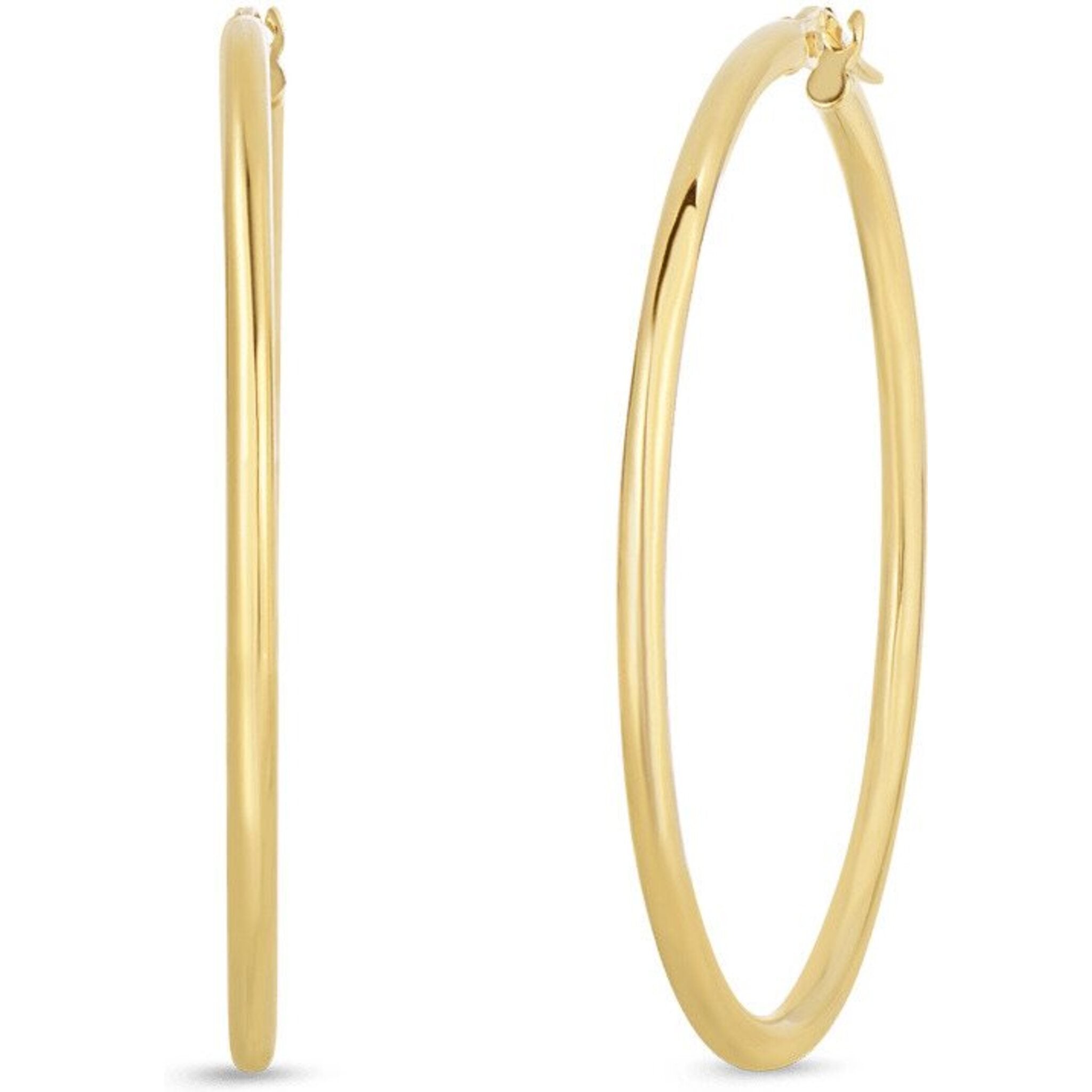 Jewellery | 9ct Gold Square Tube 3mm Hoop Earrings 45mm - JER458D | Jewelco  London