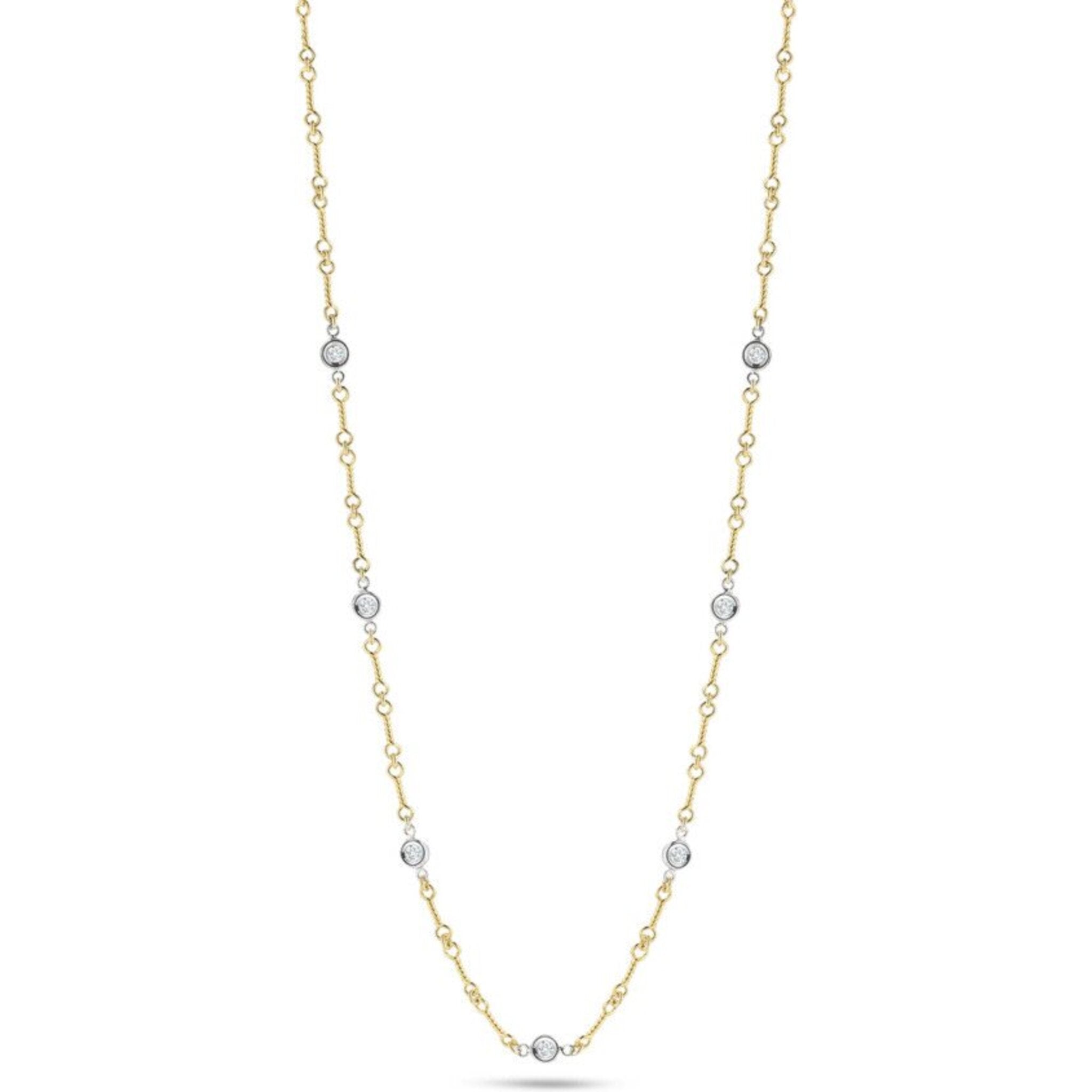 Roberto Coin Diamond Flower Station Necklace - Three & Five