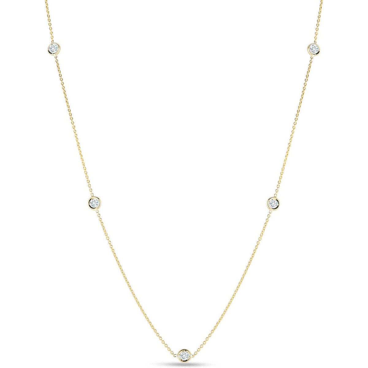 Roberto Coin - Diamonds By The Inch Necklace 0.25ctw in 18K Yellow Gold