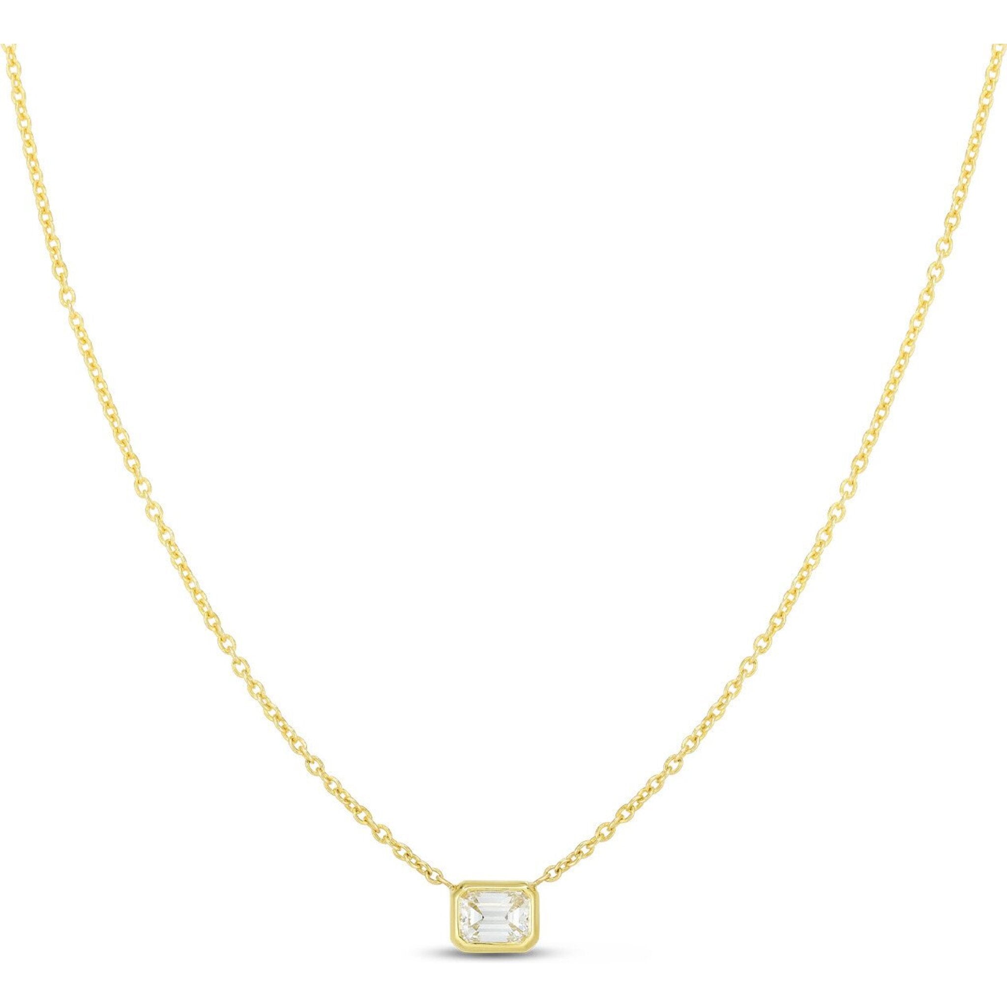Rose Gold Bezel Set Single Diamond Necklace – Harold Stevens