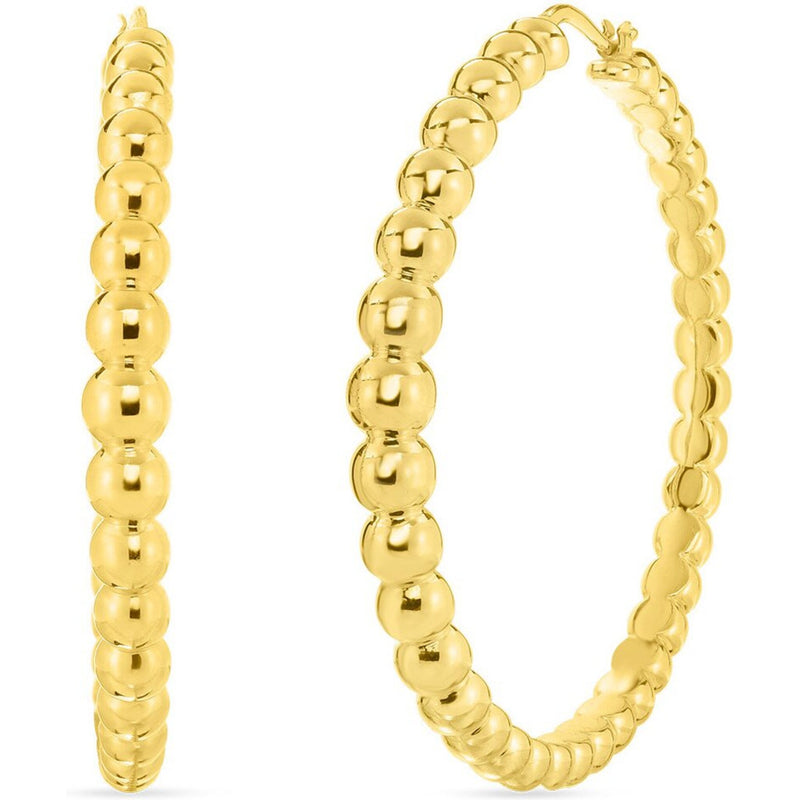 Roberto Coin - Extra Large Beaded Hoop Earrings in 18K Yellow Gold