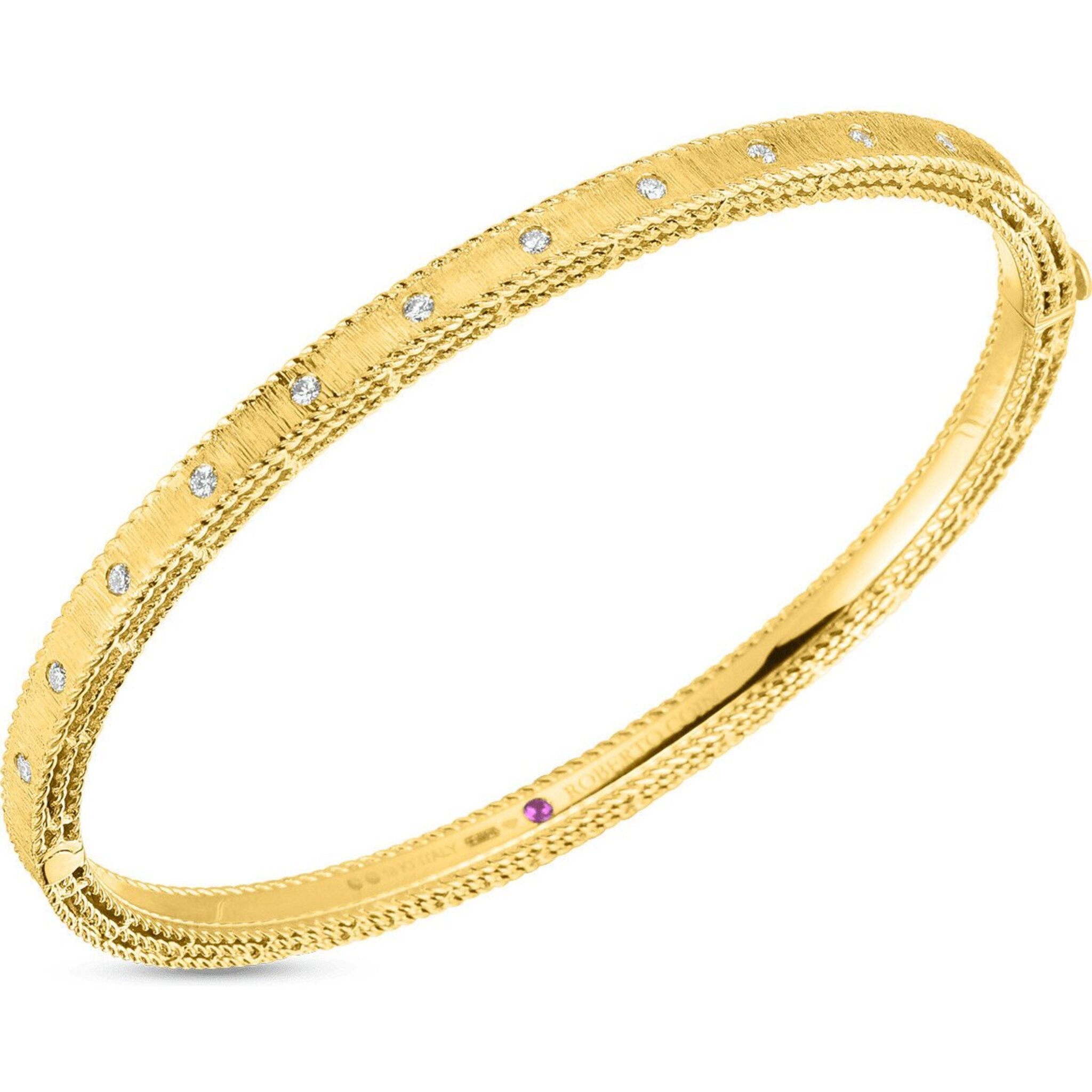 Roberto Coin Princess Diamond Bangle Bracelet in 18K Yellow Gold