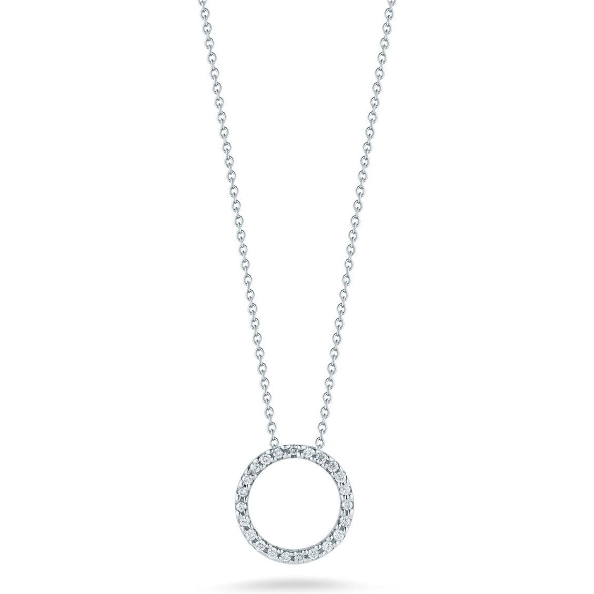 Roberto Coin - Tiny Treasures Diamond Circle Pendant Necklace in 18K White Gold