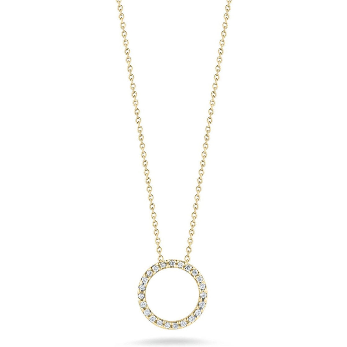 Roberto Coin - Tiny Treasures Diamond Circle Pendant Necklace in 18K Yellow Gold