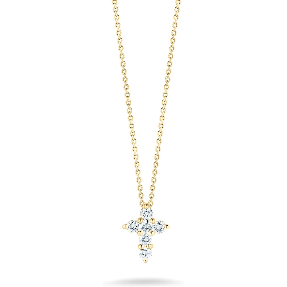 Roberto Coin - Tiny Treasures Diamond Cross Necklace in 18K Yellow Gold