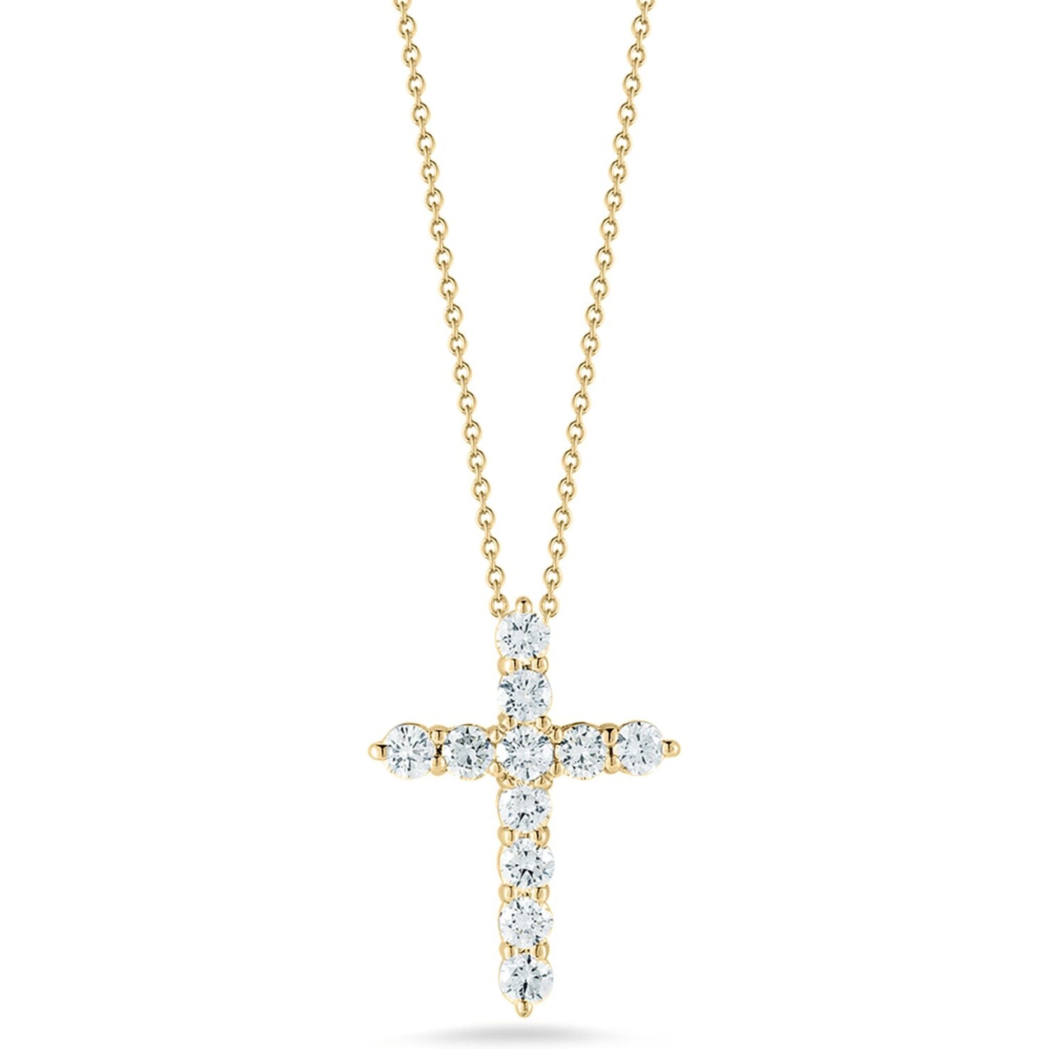 Diamond Cross Necklace 1/2 ct tw Round-cut 10K White Gold 18