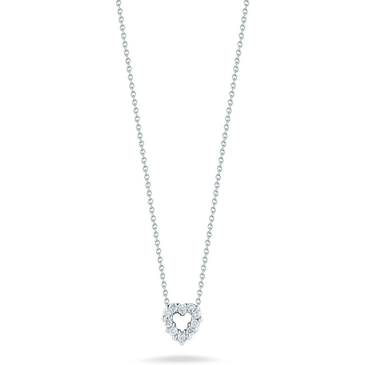 Roberto Coin - Tiny Treasures Diamond Open Baby Heart Necklace in 18K White Gold