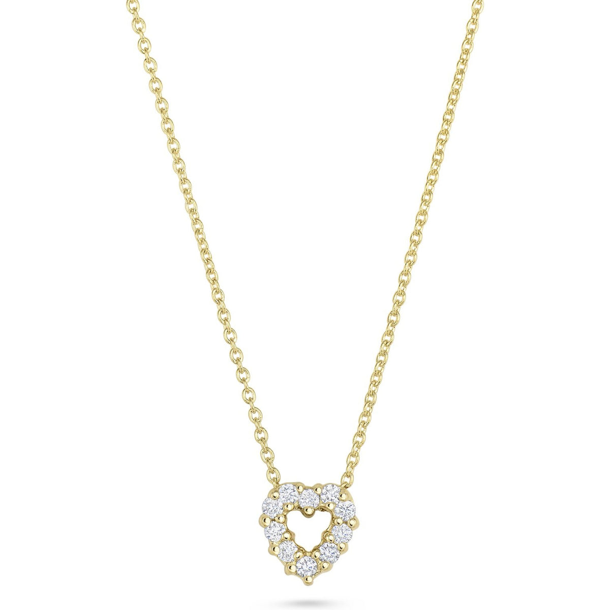 Roberto Coin - Tiny Treasures Diamond Open Baby Heart Necklace in 18K Yellow Gold