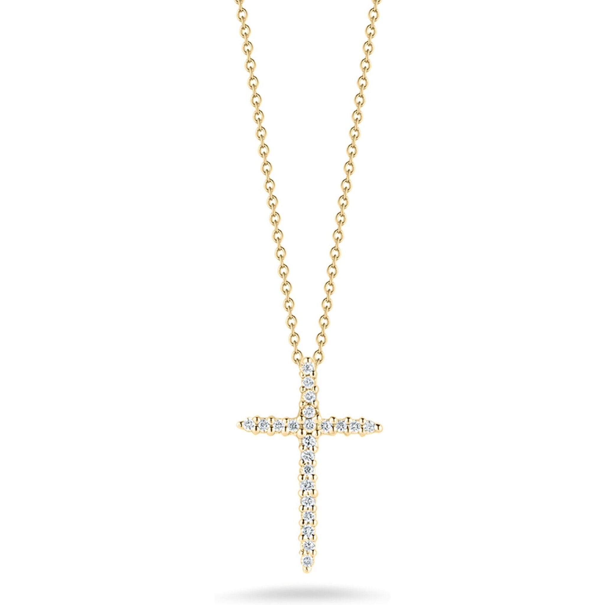 Roberto Coin Tiny Treasures Diamond Sliver Cross Necklace in 18K