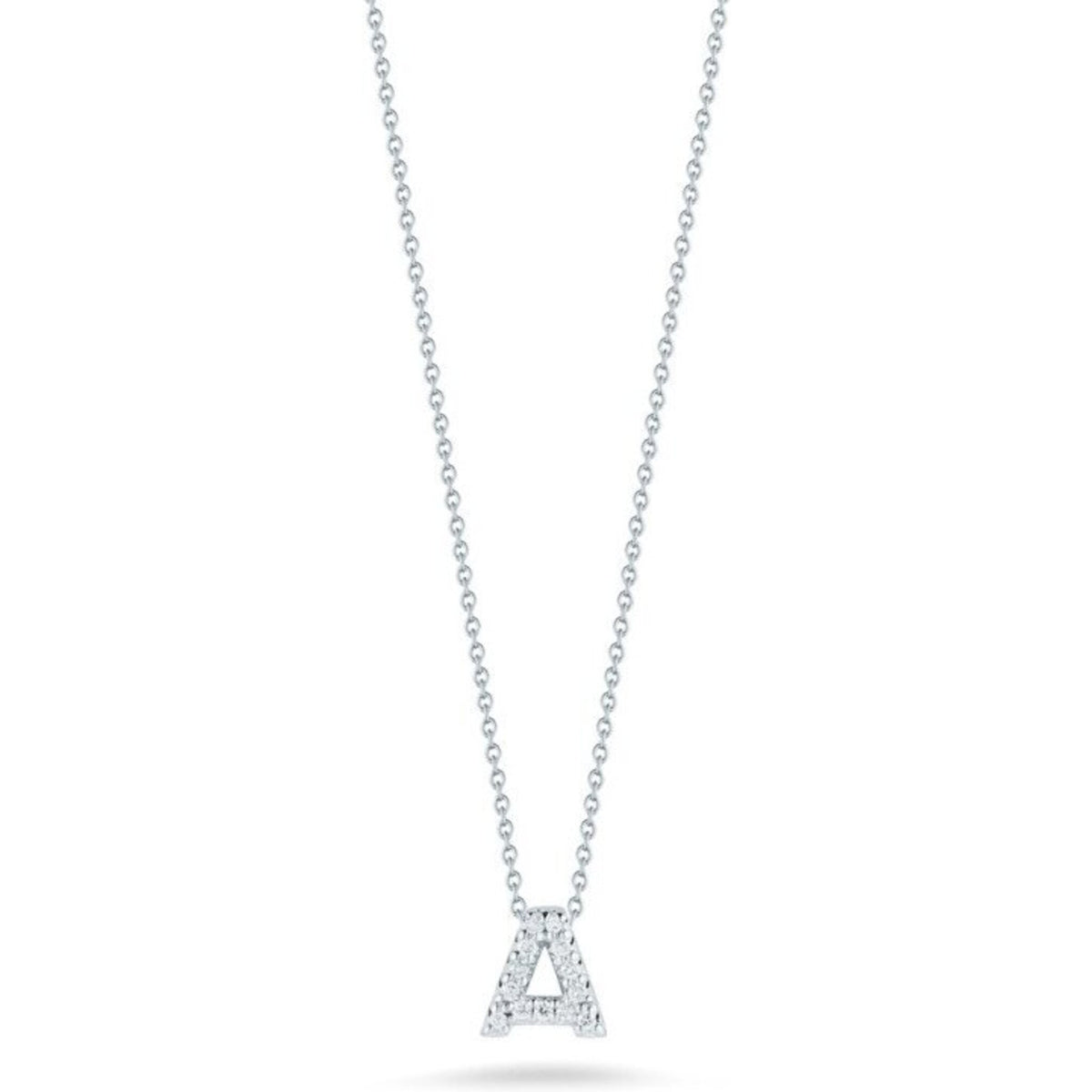 Roberto Coin - Tiny Treasures Initial Thoughts Diamond Initial Letter "A" Pendant in 18K White Gold