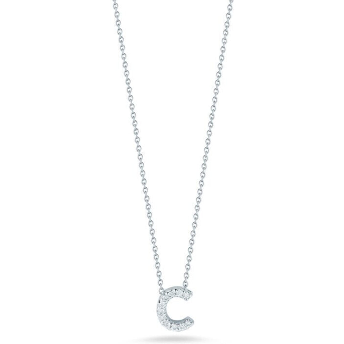 Roberto Coin - Tiny Treasures Initial Thoughts Diamond Initial Letter "C" Pendant in 18K White Gold