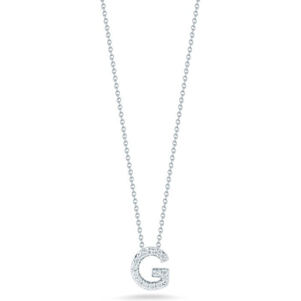 Roberto Coin - Tiny Treasures Initial Thoughts Diamond Initial Letter "G" Pendant in 18K White Gold