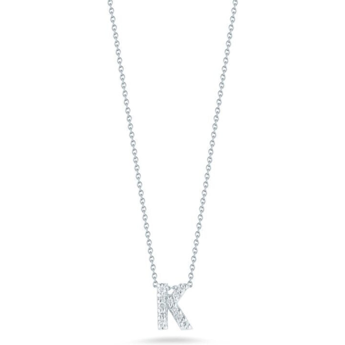 Roberto Coin - Tiny Treasures Initial Thoughts Diamond Initial Letter "K" Pendant in 18K White Gold