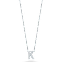 Roberto Coin - Tiny Treasures Initial Thoughts Diamond Initial Letter "K" Pendant in 18K White Gold
