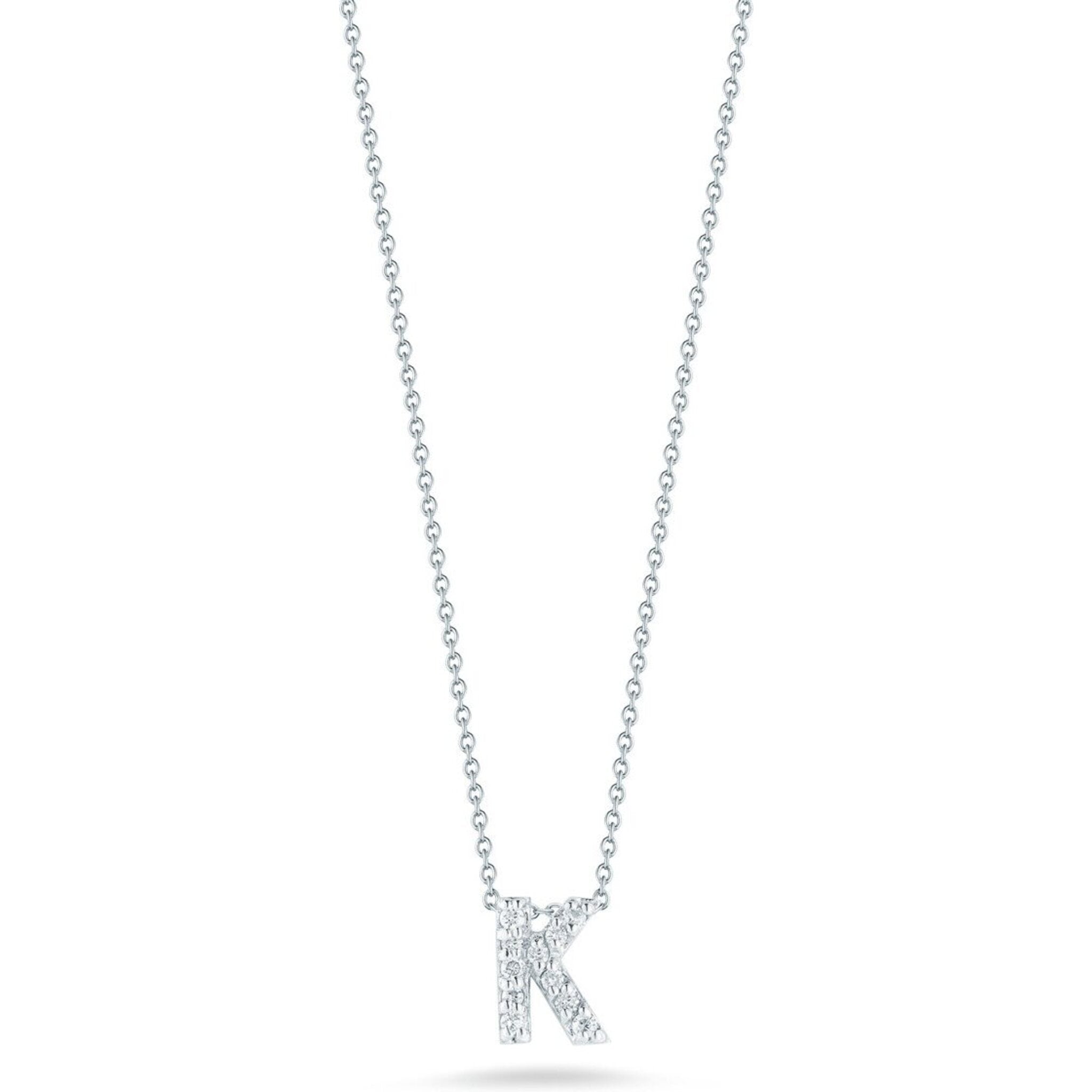 Roberto Coin - Tiny Treasures Initial Thoughts Diamond Initial Letter "K" Pendant in 18K White Gold
