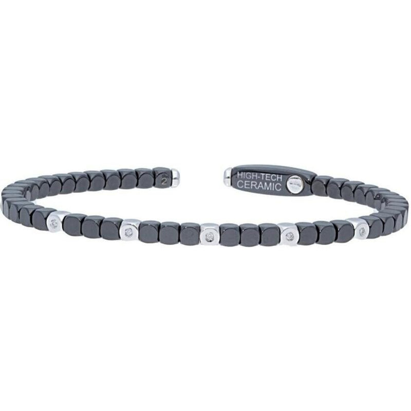 Roberto Demeglio - Black Cermaic Bangle With 5 Bezel Diamonds in 18K White Gold