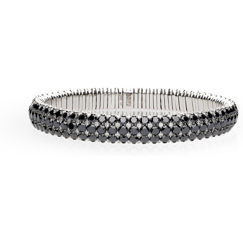 Roberto Demeglio - Giotto 8 Black and White Diamond Stretch Bracelet in 18K White Gold