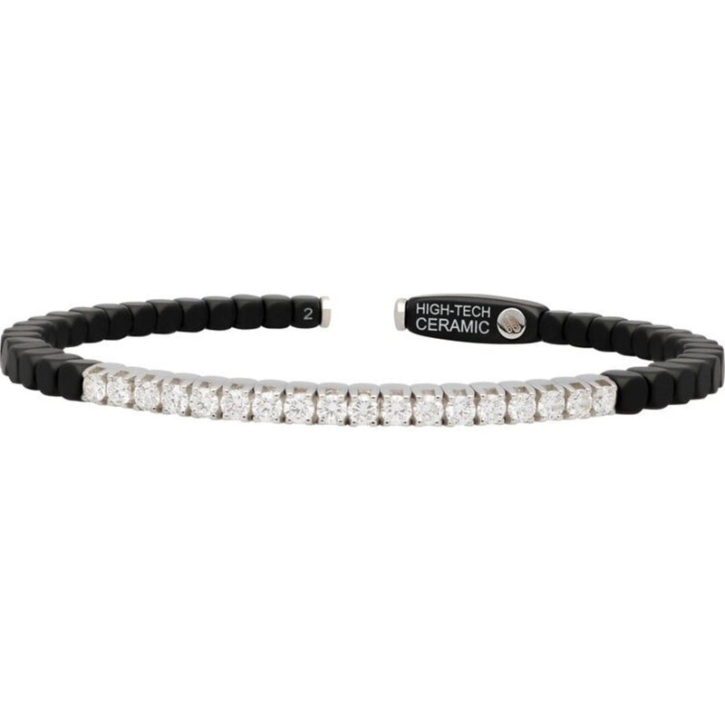 Roberto Demeglio - Matte Black Ceramic Bangle With 18 Diamonds in 18K White Gold