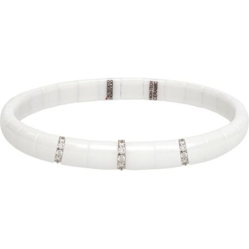 Roberto Demeglio - White Ceramic Bracelet With 3 Diamond Bars in 18K White Gold