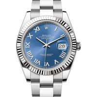 Rolex Datejust 41 Bright Blue Roman Oyster Oystersteel & White Gold - Ref. 126334 / Pre-Owned