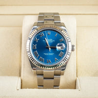 Rolex Datejust 41 Bright Blue Roman Oyster Oystersteel & White Gold - Ref. 126334 / Pre-Owned