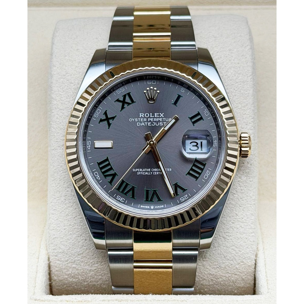 Rolex Datejust 41 "Wimbledon" Slate Roman Yellow Rolesor Oyster - Ref. 126333 / Pre-Owned