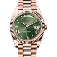 Rolex Day-Date 40 Olive Green Roman Everose Gold - Ref. 228235 / Pre-Owned