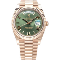 Rolex Day-Date 40 Olive Green Roman Everose Gold - Ref. 228235 / Pre-Owned