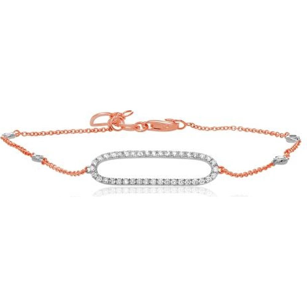 Roman & Jules - 14K Rose and White Gold Diamond Bar Bracelet with 0.39 Carat Total Round Diamonds