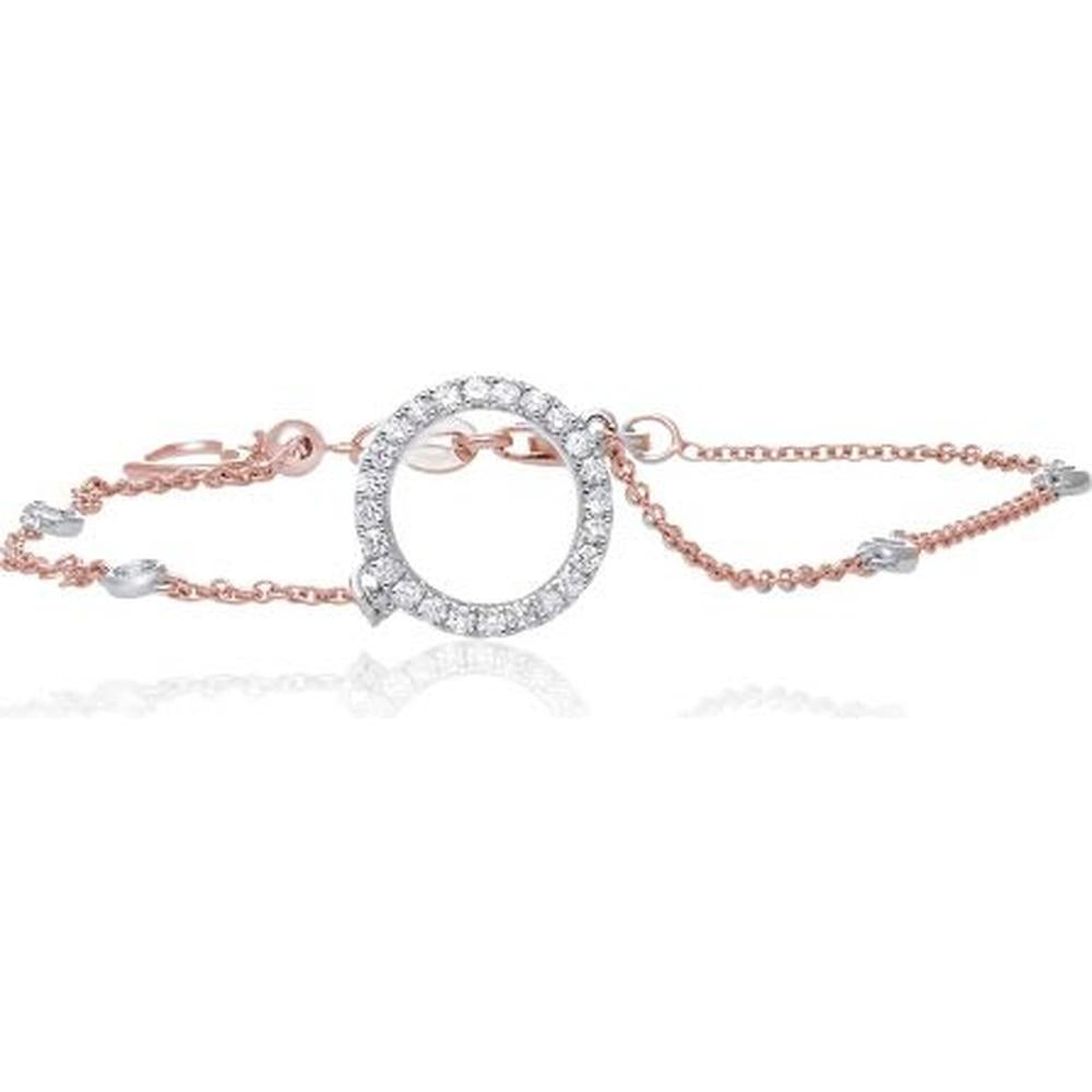 Roman & Jules - 14K Rose and White Gold Diamond Circle Bracelet with 0.30 Carat Round Diamond