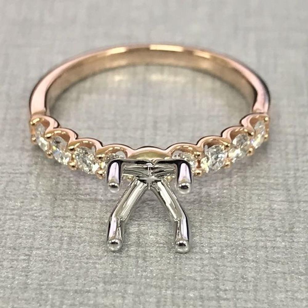 Roman & Jules - 14K Rose and White Gold Diamond Ring with U-Prong Set Round Brilliant Diamonds - 0.45 Carat Total Diamond Weight