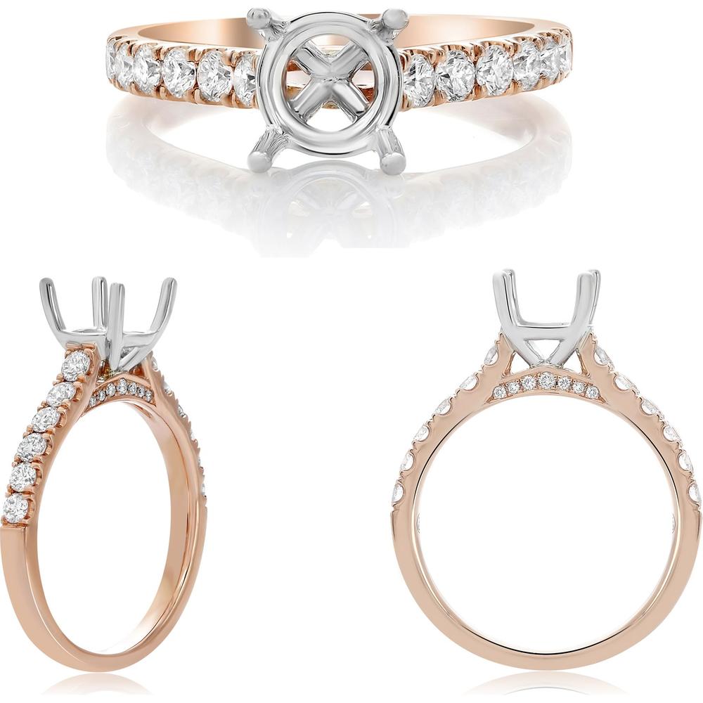 Roman & Jules - 14K Rose and White Gold Round Diamond Band Ring - 0.53 Carat Total Diamond Weight