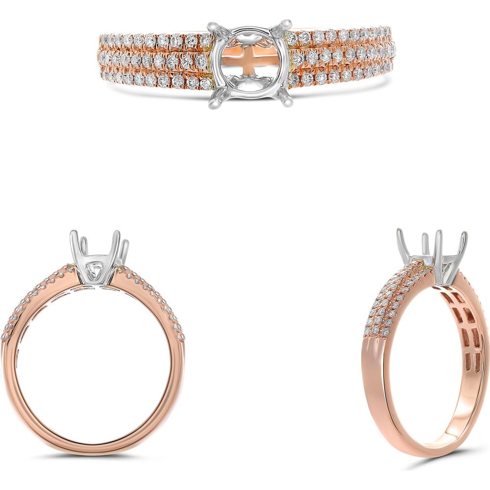 Roman & Jules - 14K Rose and White Gold Round Diamond Ring - 0.23 Carat Total Diamond Weight