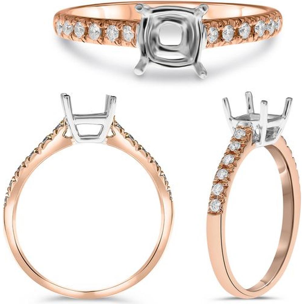 Roman & Jules - 14K Rose and White Gold Single-Row Band with 0.14 Carat Round Diamonds
