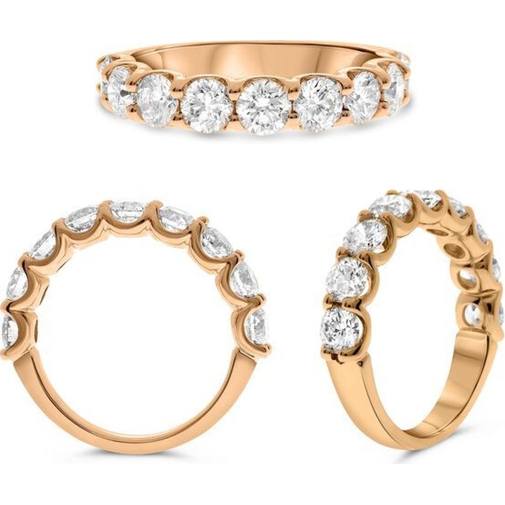 Roman & Jules - 14K Rose Gold 2.00 Carat Round Diamond Band with Shared U-Shape Setting