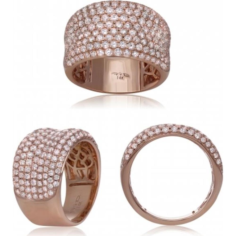 Roman & Jules - 14K Rose Gold 2.00 Carat Total Round Diamond Pave Band Ring