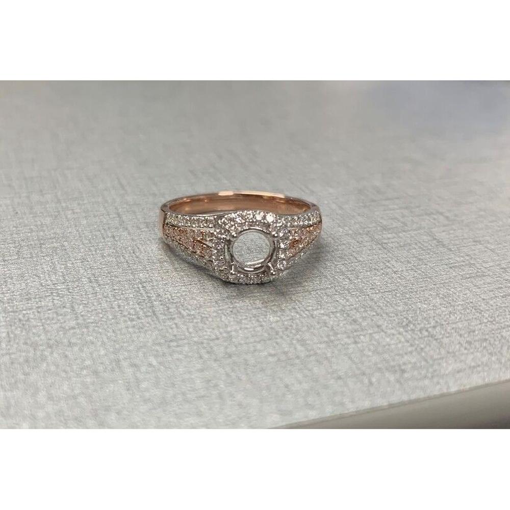 Roman & Jules - 14K Rose Gold and White Gold Round Pink Diamond Halo Ring - 0.36 Carat Total Diamond Weight