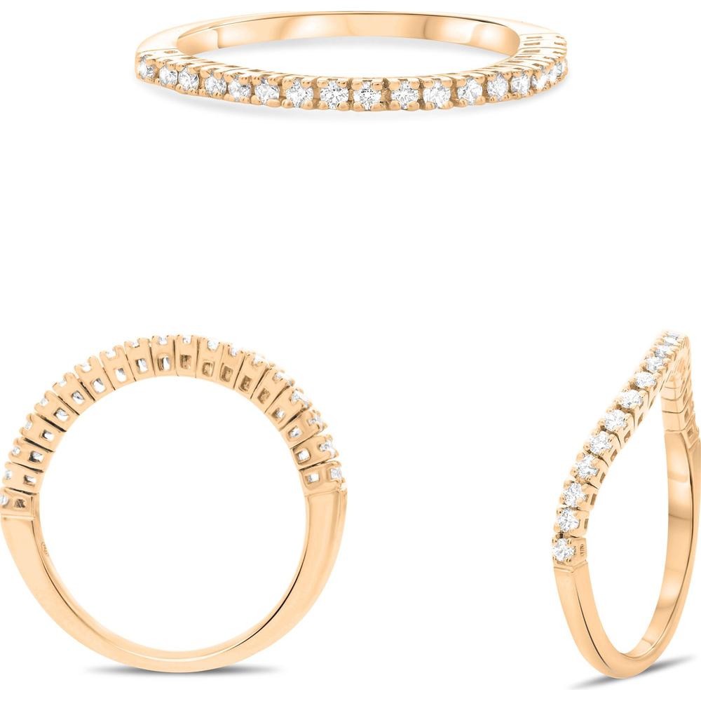 Roman & Jules - 14K Rose Gold Band Ring with 0.20 Carat Round Brilliant Cut Diamonds