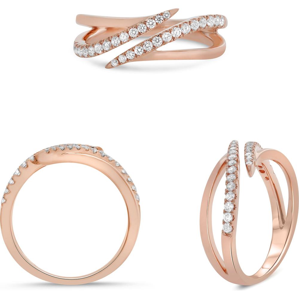 Roman & Jules - 14K Rose Gold Band Ring with 0.28 Carat Total Round Diamonds in Micropavé Setting