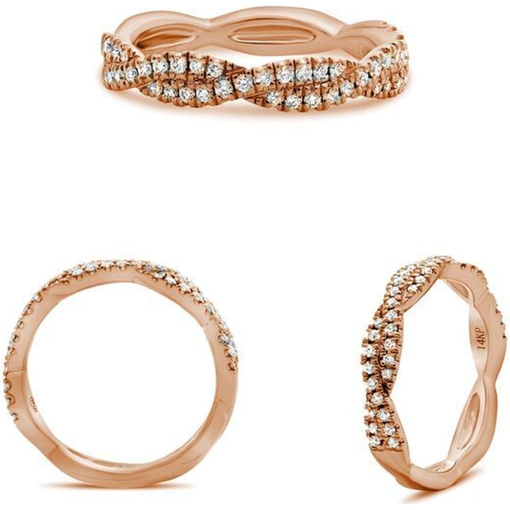 Roman & Jules - 14K Rose Gold Band Ring with Round Diamonds - 0.25 Carat Total Diamond Weight