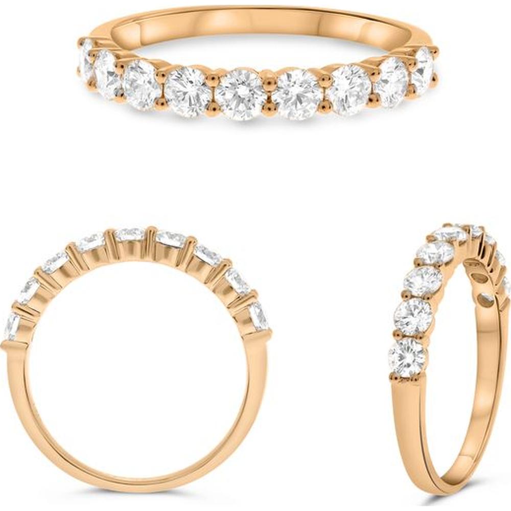 Roman & Jules - 14K Rose Gold Band Ring with Round Diamonds - 0.90 Carat Total Diamond Weight