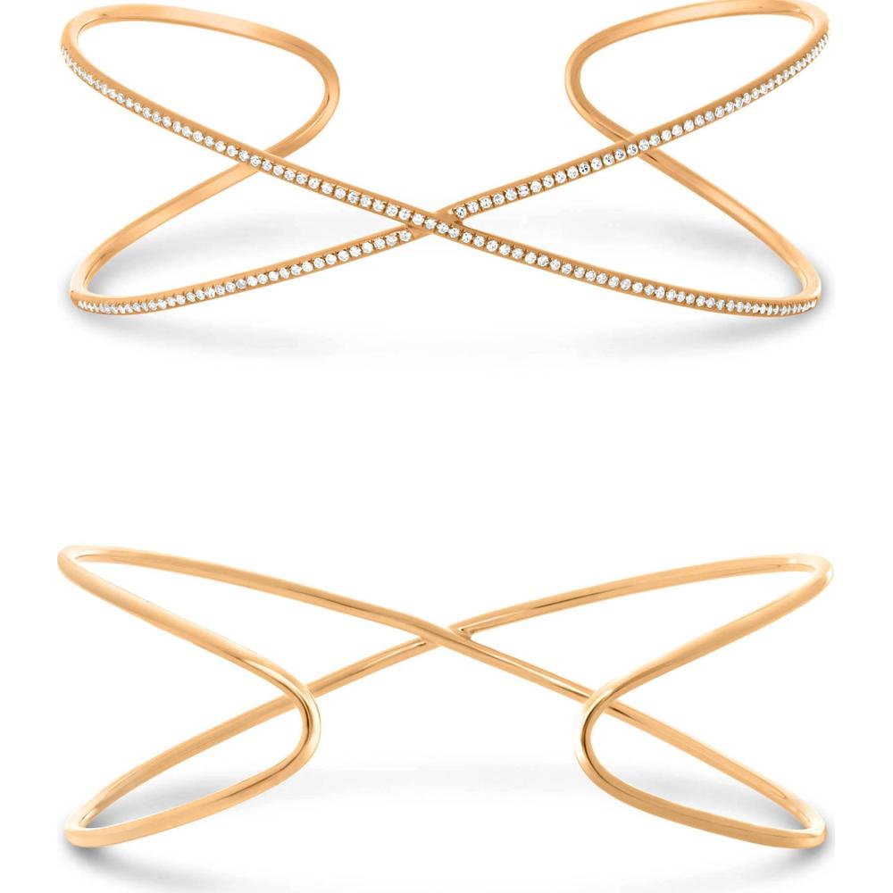 Roman & Jules - 14K Rose Gold Bangle with 0.42 Carat Round Diamonds