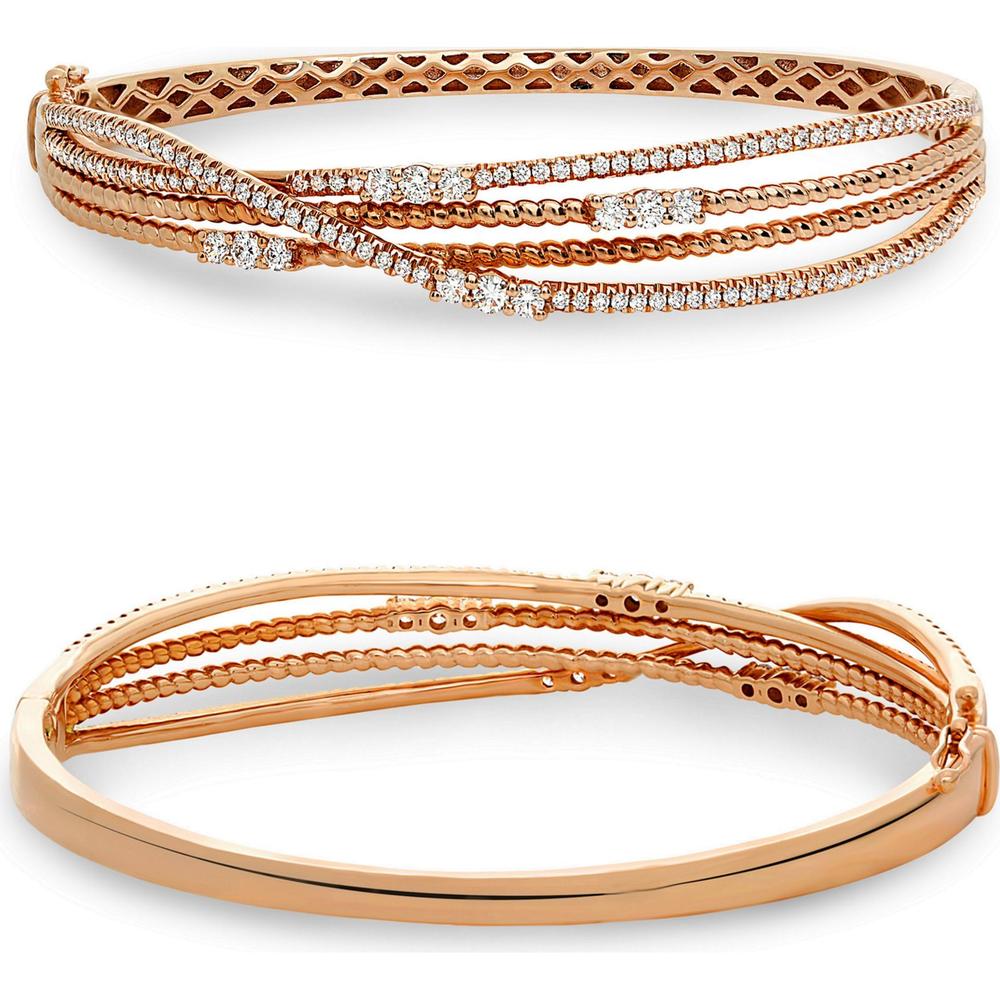 Roman & Jules - 14K Rose Gold Bangle with 1.19 Carat Round Diamonds
