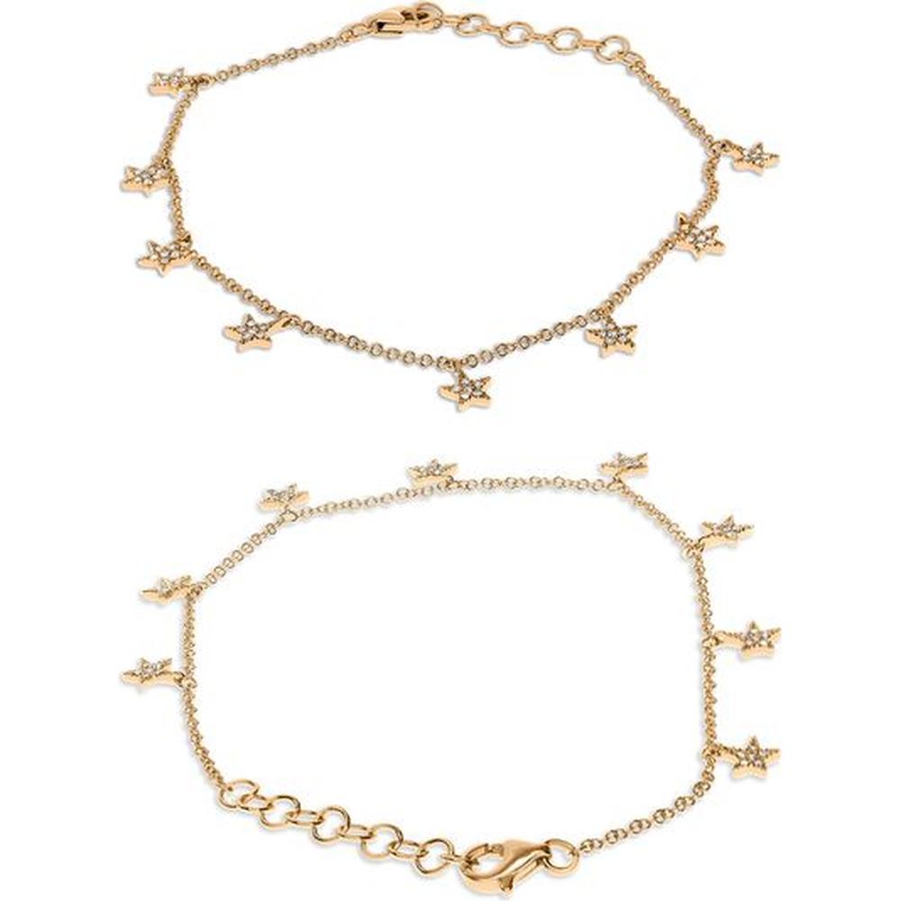 Roman & Jules - 14K Rose Gold Bracelet with Round Diamonds - 0.11 Carat Total Diamond Weight