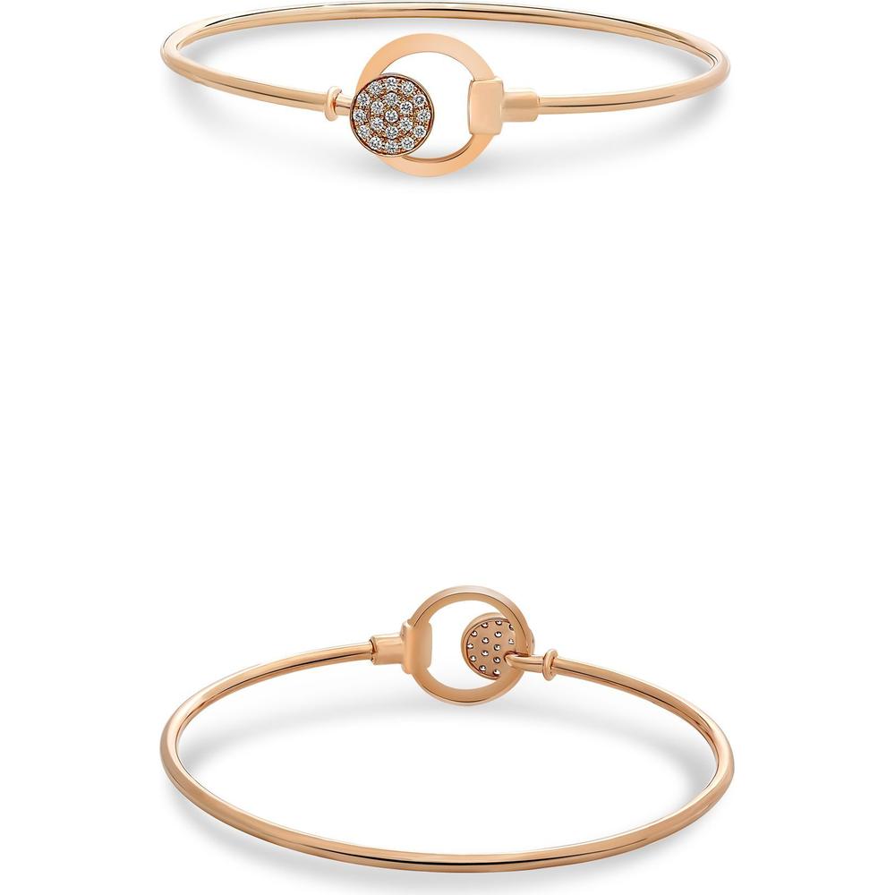 Roman & Jules - 14K Rose Gold Buckle Bangle with Pave Set Round Diamonds - 0.16 Carat Total Diamond Weight