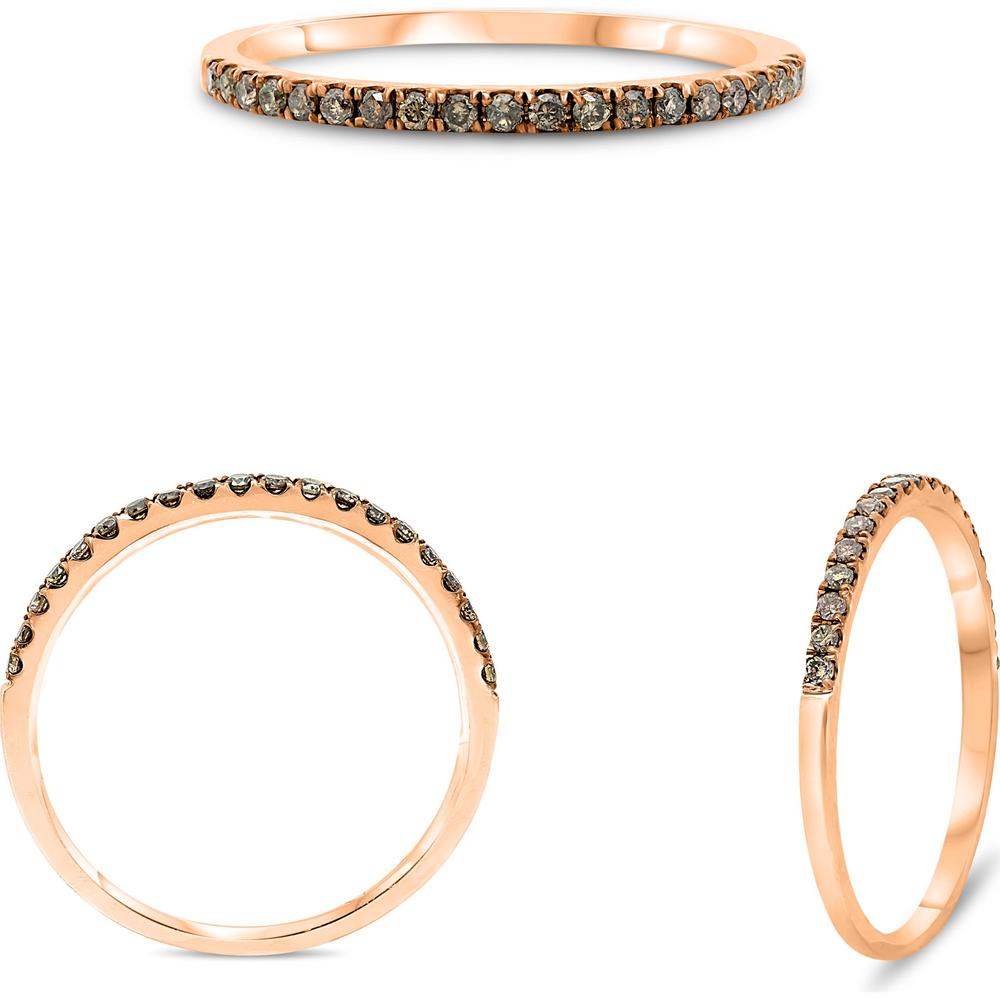Roman & Jules - 14K Rose Gold Champagne Diamond Band - 0.15 Carat Total Diamond Weight