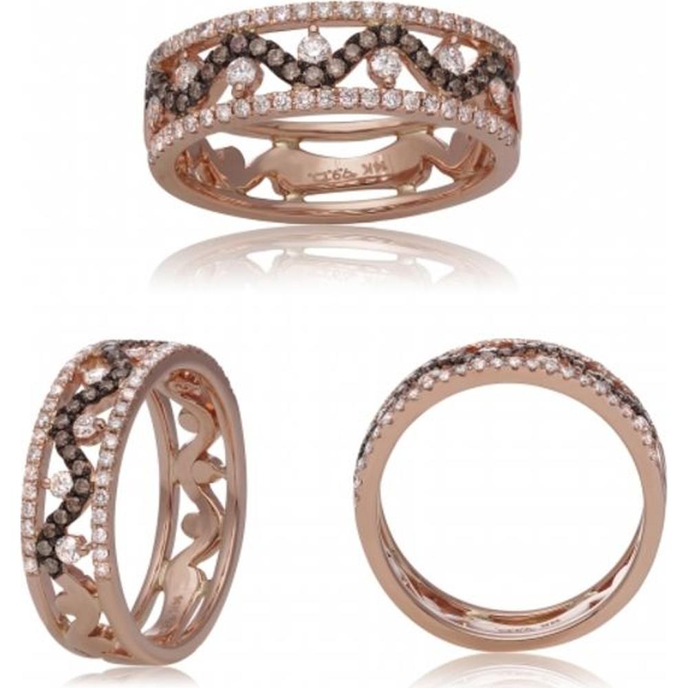 Roman & Jules - 14K Rose Gold Champagne Diamond Band with Round Diamonds - 0.37 Carat Total Diamond Weight