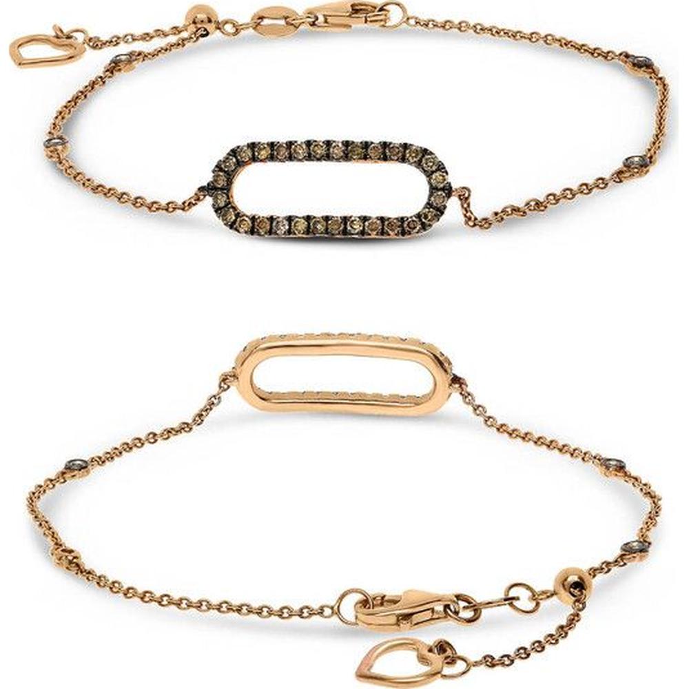 Roman & Jules - 14K Rose Gold Champagne Diamond Oval Bracelet - 0.33 Carat Total Diamond Weight