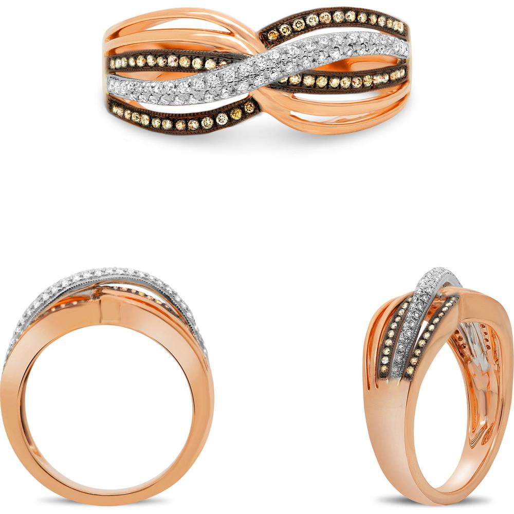 Roman & Jules - 14K Rose Gold Champagne Diamond Ring with Round Diamonds - 0.14 Carat Total Diamond Weight